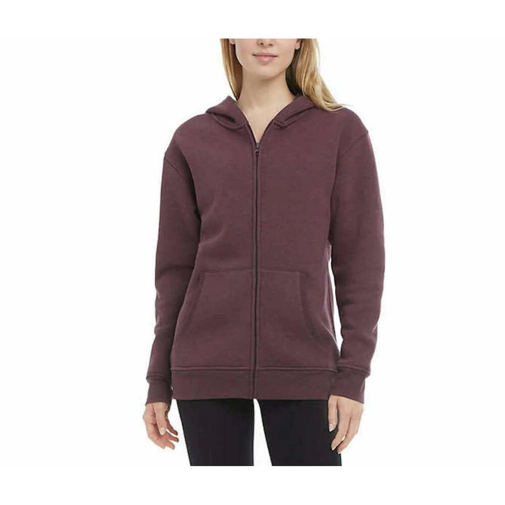 Danskin Women's Ultra Cozy Fleece Full Zip Hooded Jacket (Nocturne Heather, XS)
